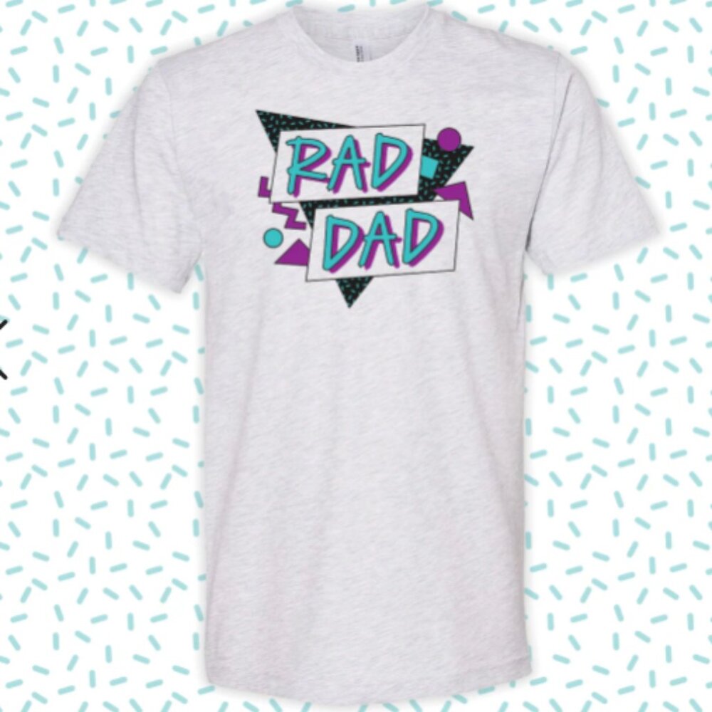 Curbside Apparel Rad Dad 90's Theme Geometric Screen print Graphic Tee